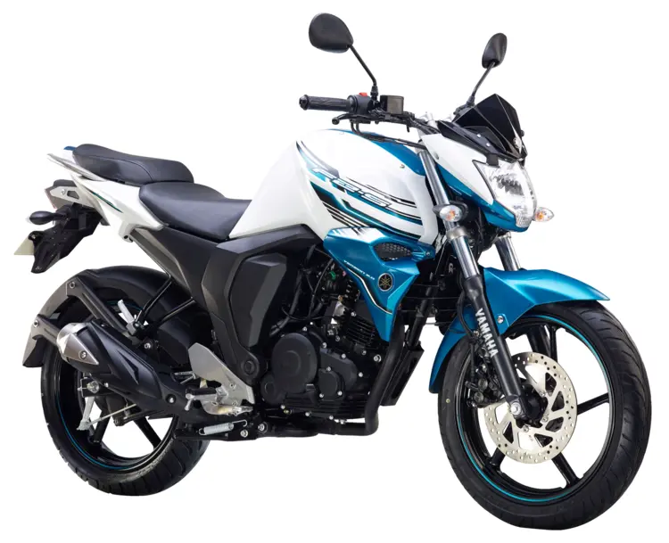 Blue and White Motorcycle with Black Seat