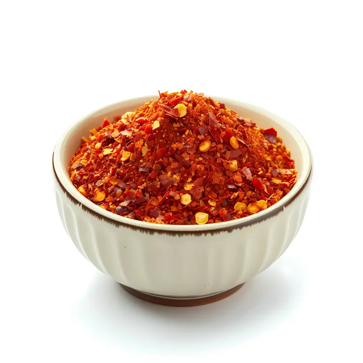 Red Pepper Flakes in Ceramic Bowl