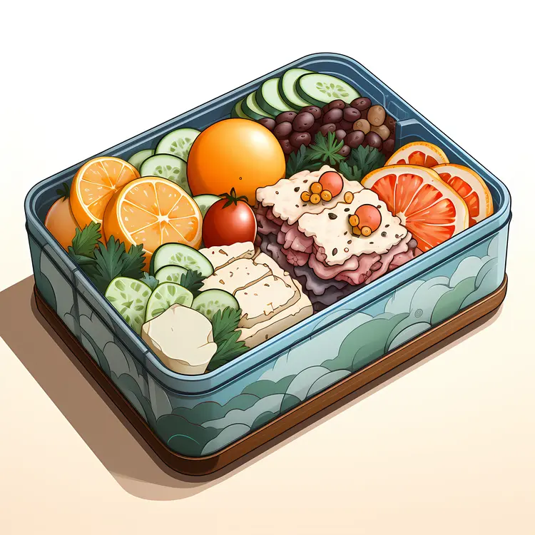 Healthy Bento Box with Fruits and Vegetables