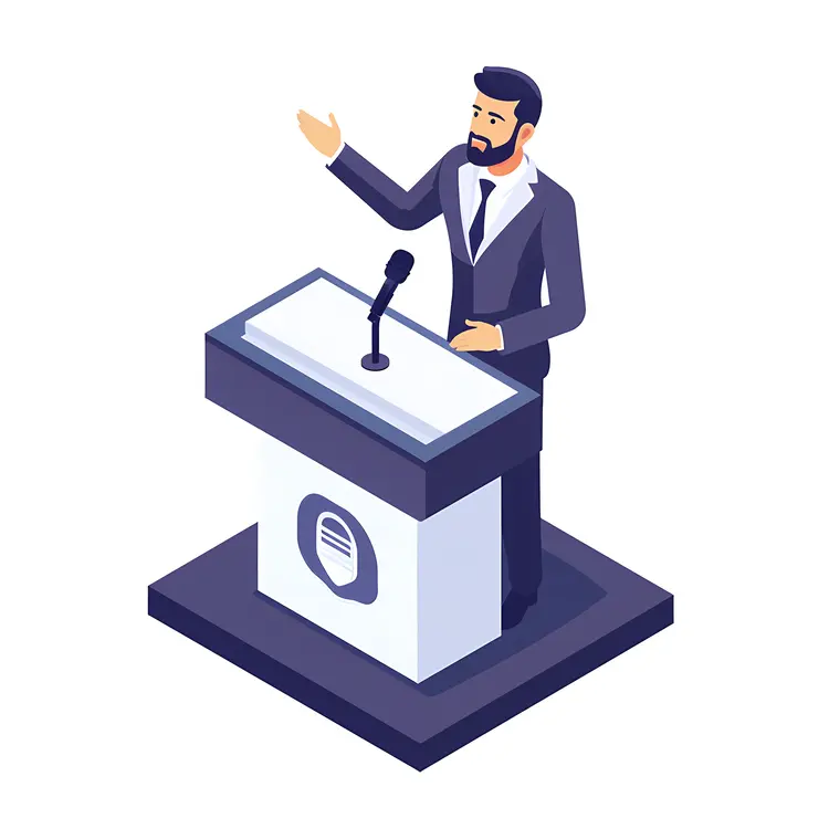 Man at Podium Giving a Speech