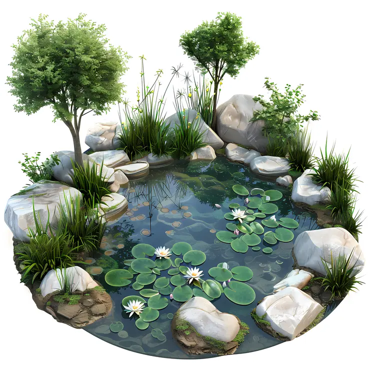 Lily Pond with Trees