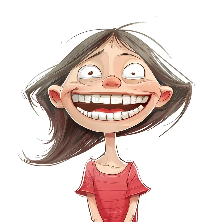 Laughing Girl with Big Smile and Straight Hair