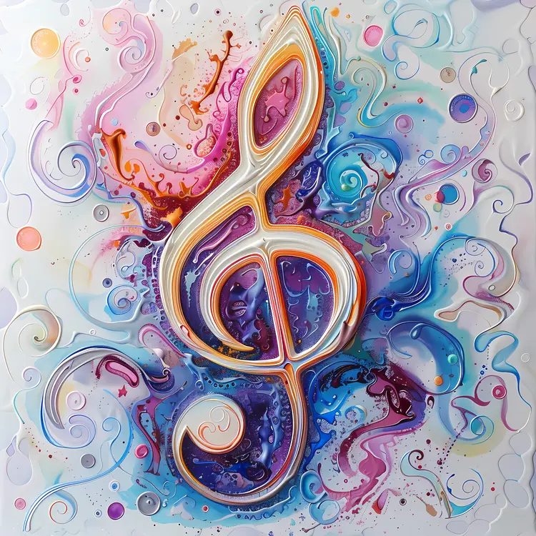Abstract Colorful Treble Clef Art