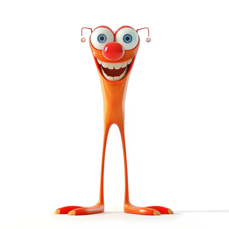 Smiling Orange Cartoon Character with Glasses