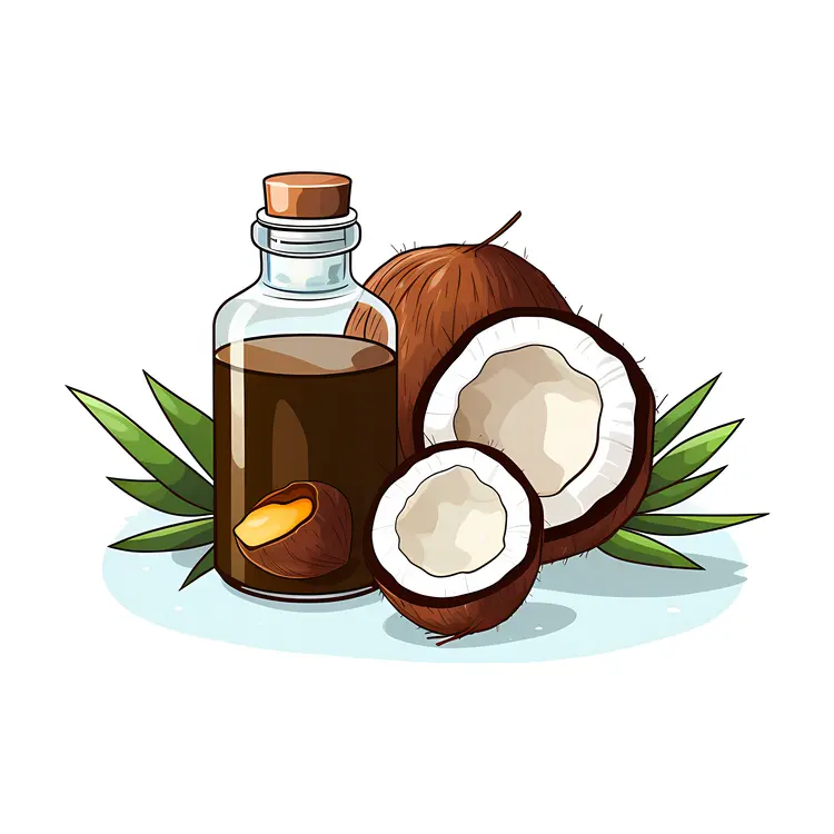 Coconut and Oil in Bottle