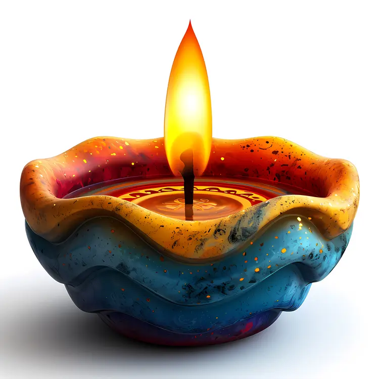 Colorful Decorative Candle with Flame
