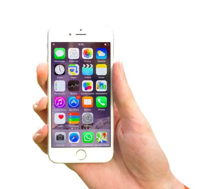 Hand Holding Smartphone with App Icons