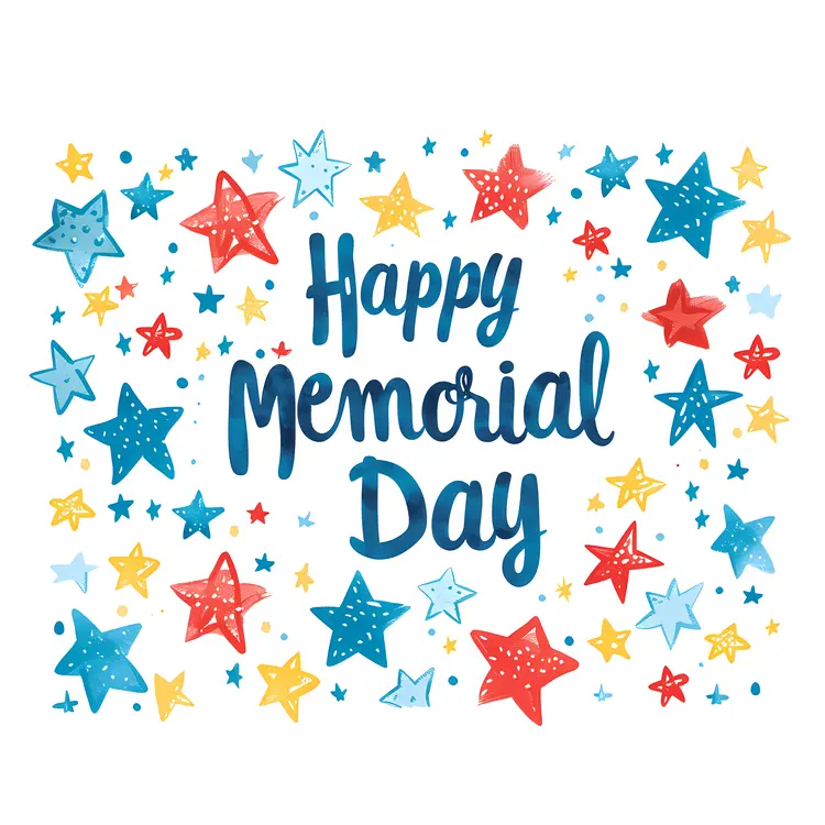 Happy Memorial Day with Colorful Stars