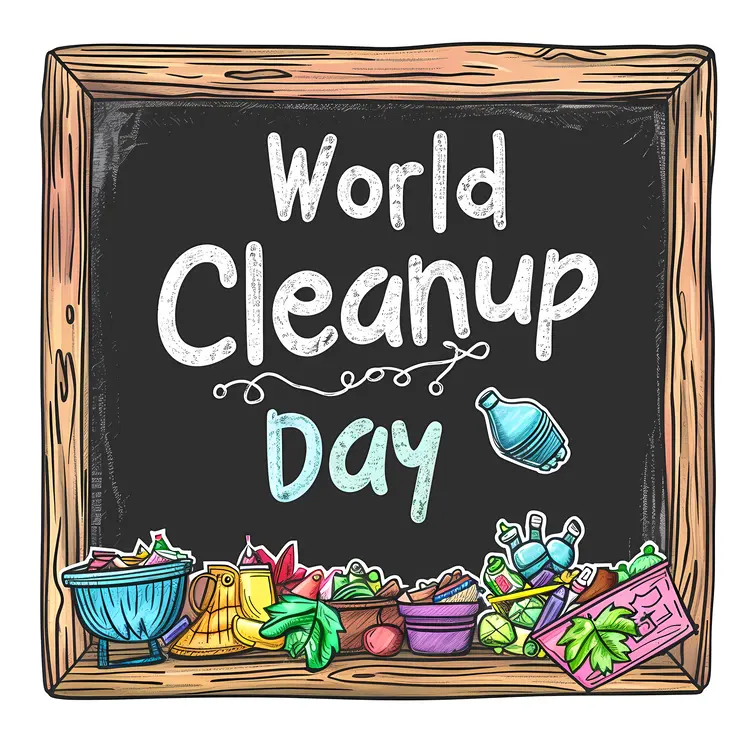 World Cleanup Day with Trash Illustration
