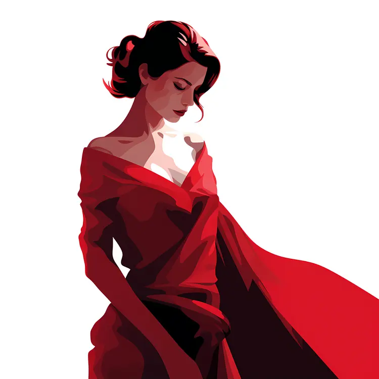 Graceful Woman in Red Dress