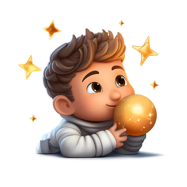 Child with Golden Ball and Stars