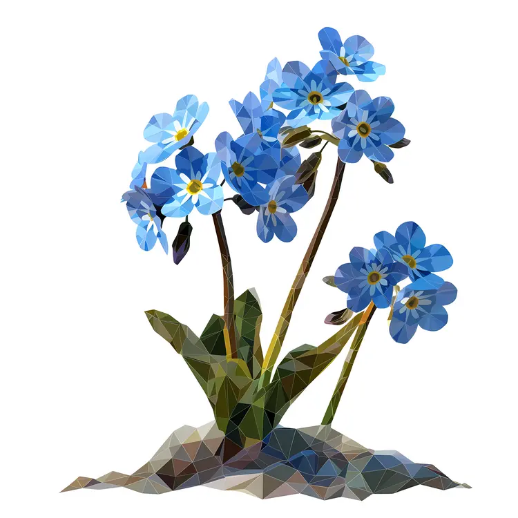 Blue Flowers in a Polygonal Art Style