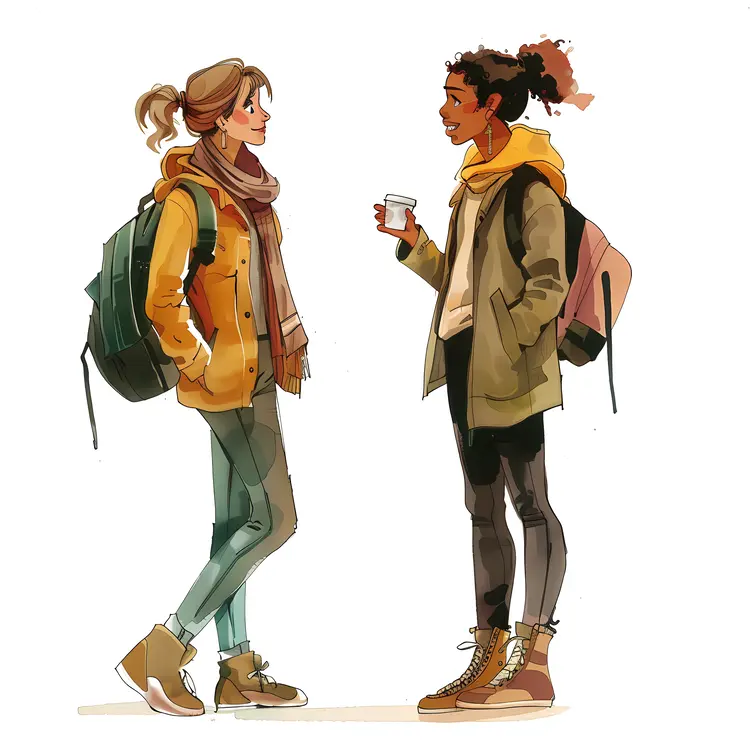 Two Friends Talking Illustration