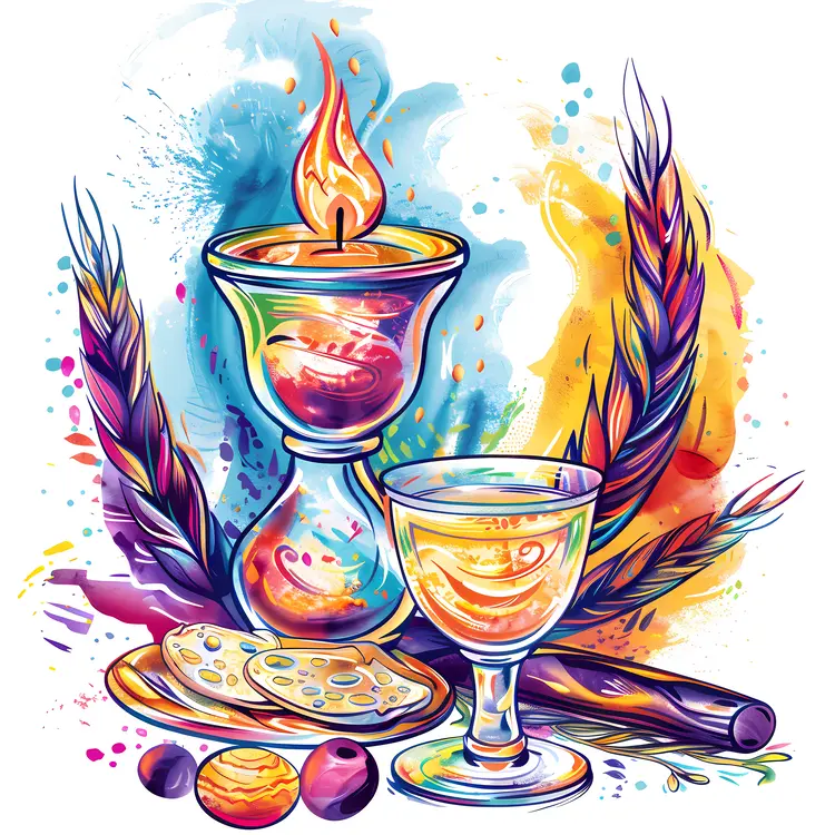 Candle Still Life with Wine and Bread