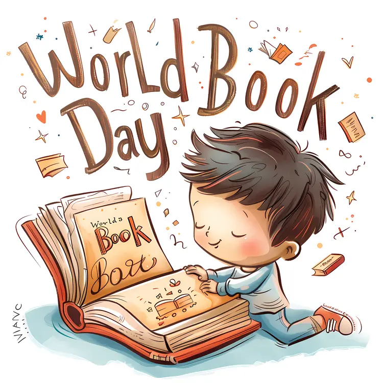Boy Reading a Book for World Book Day