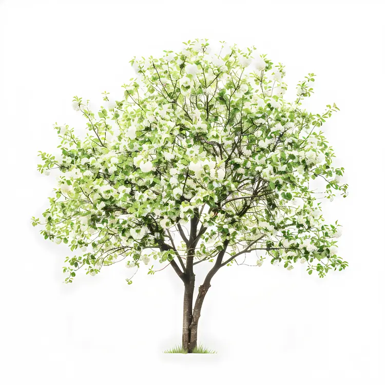 White Flowering Tree with Green Leaves