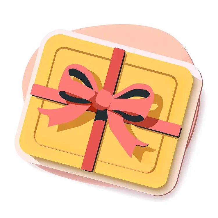 Yellow Gift Box with Pink Ribbon