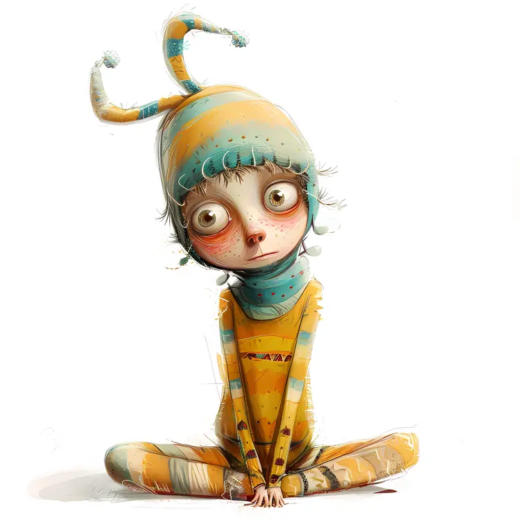 Yellow Striped Character Sitting