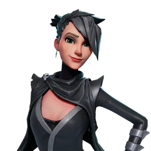 Female Character in Black Outfit with Short Hair