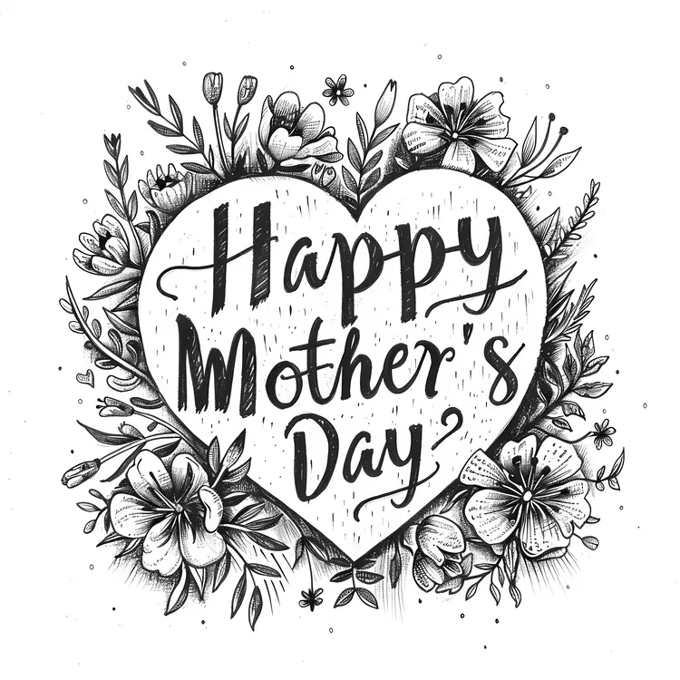 Happy Mother's Day Floral Heart Design