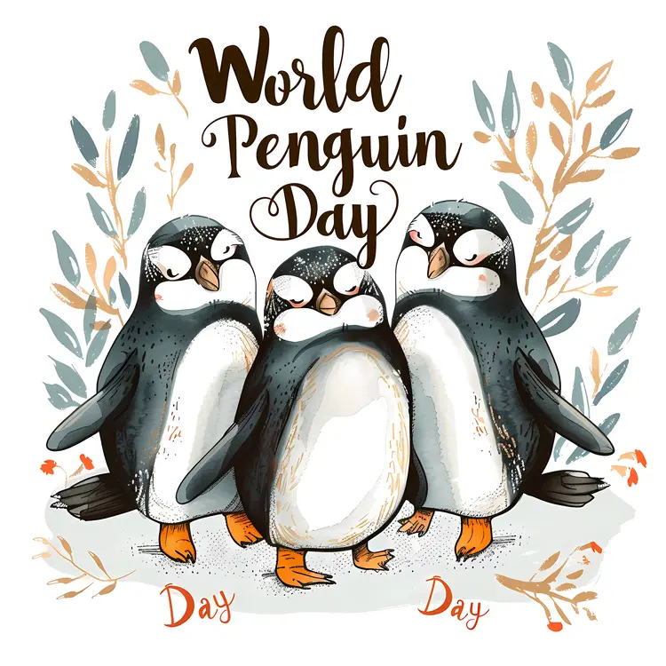 Three Penguins Celebrating World Penguin Day