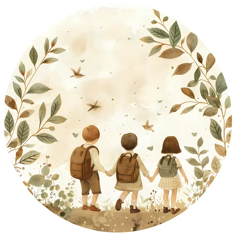 Children Holding Hands in Nature