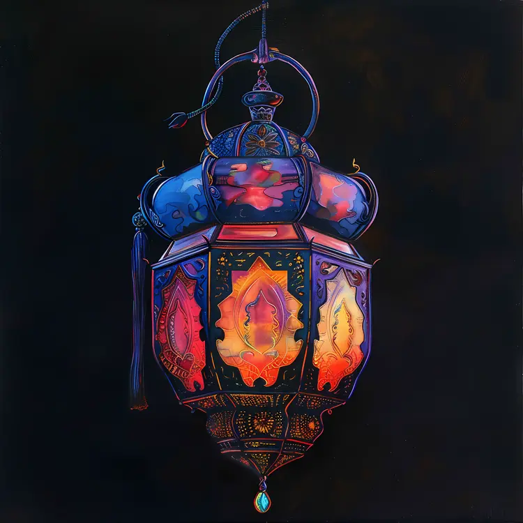 Colorful Lantern with Radiant Glow