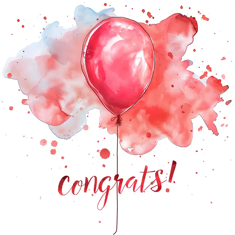 Red Balloon with Congrats Message