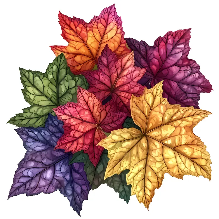Heuchera Leaves in Rich Autumn Colors