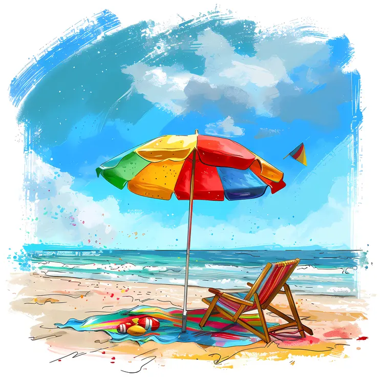 Colorful Beach Umbrella for Summer Vacation