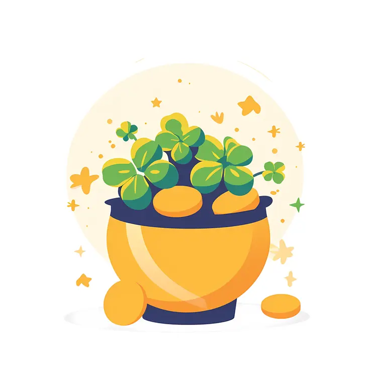 Golden Pot with Clover Plant