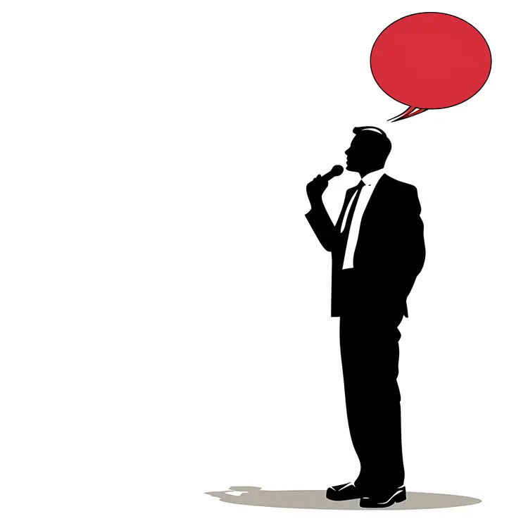 Silhouette of Man Speaking with Red Speech Bubble
