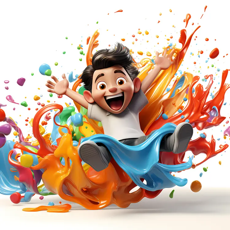 Happy Child with Colorful Splashes