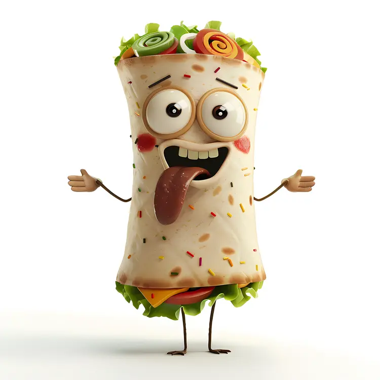 Funny Cartoon Burrito Character