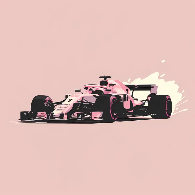 Pink Formula 1 Car Illustration