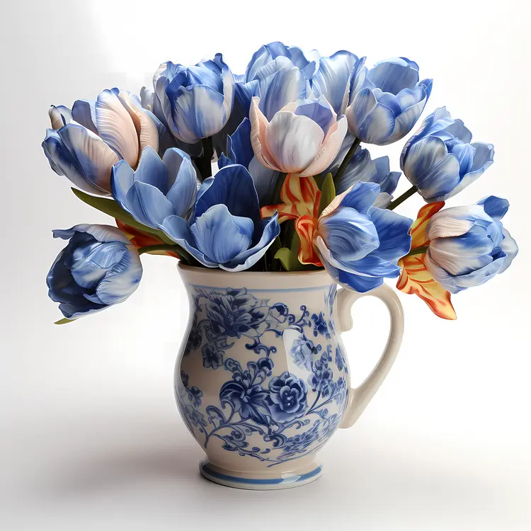 Blue Tulips in Decorative Vase