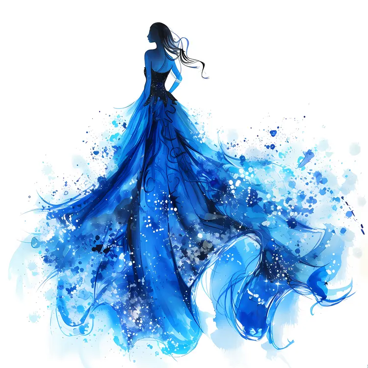 Elegant Blue Evening Gown with Sparkles