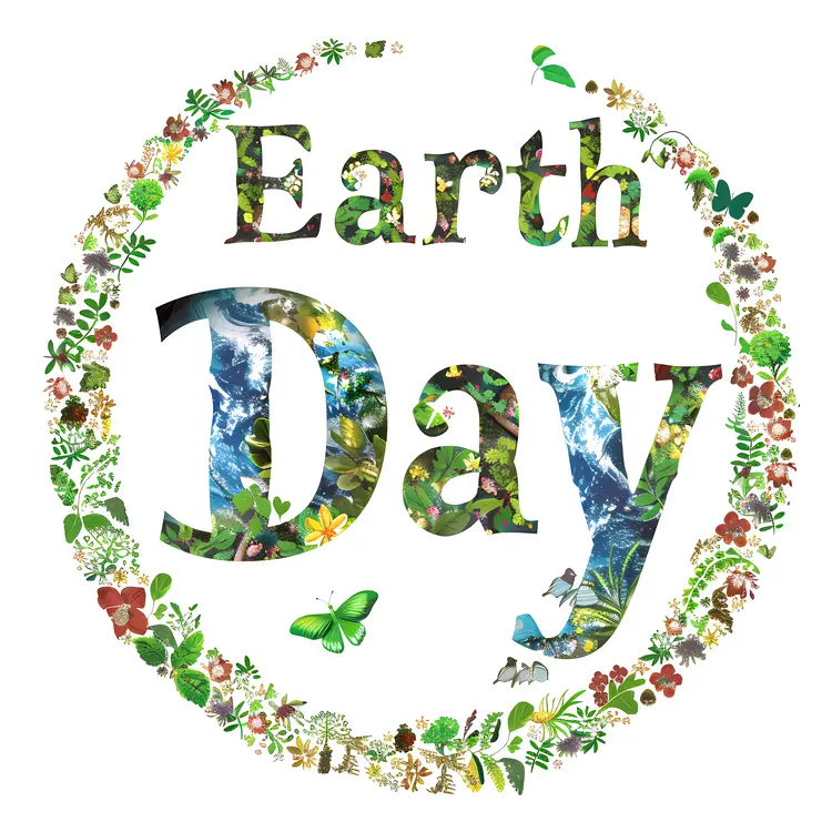 Earth Day with Flowers and Butterflies