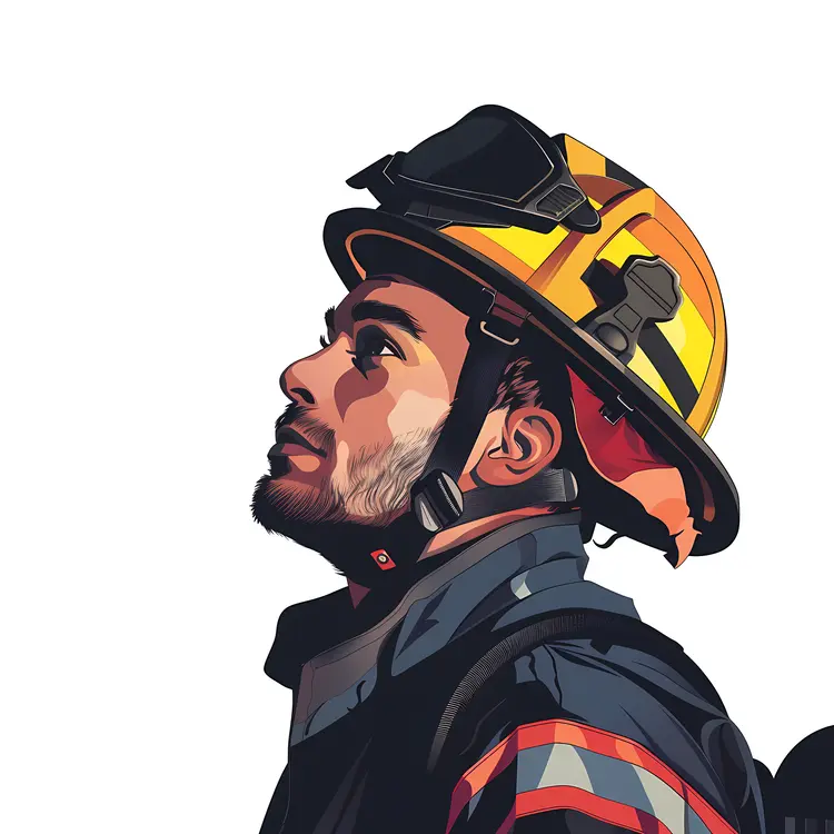 Firefighter in Uniform with Helmet