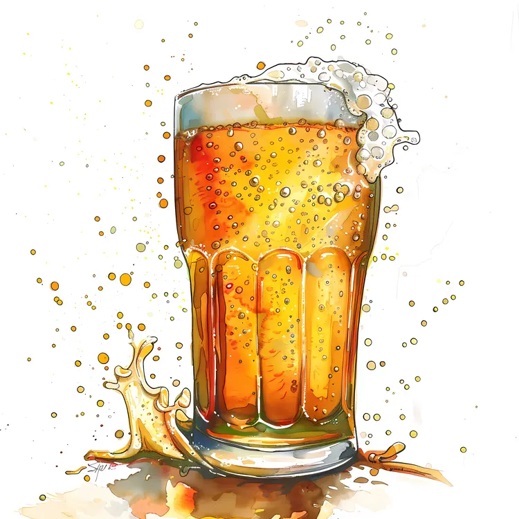 Artistic Beer Glass with Splash