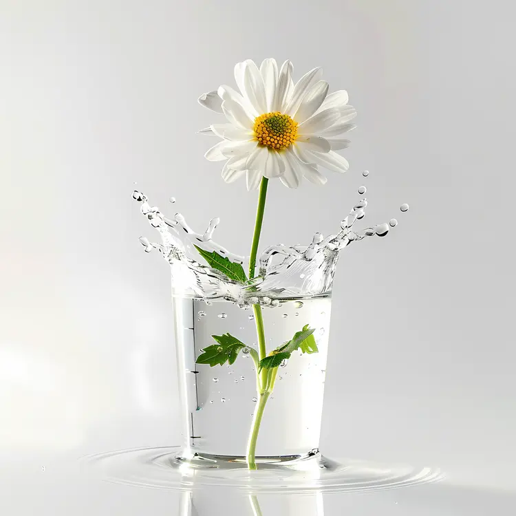 White Daisy in Water Splash