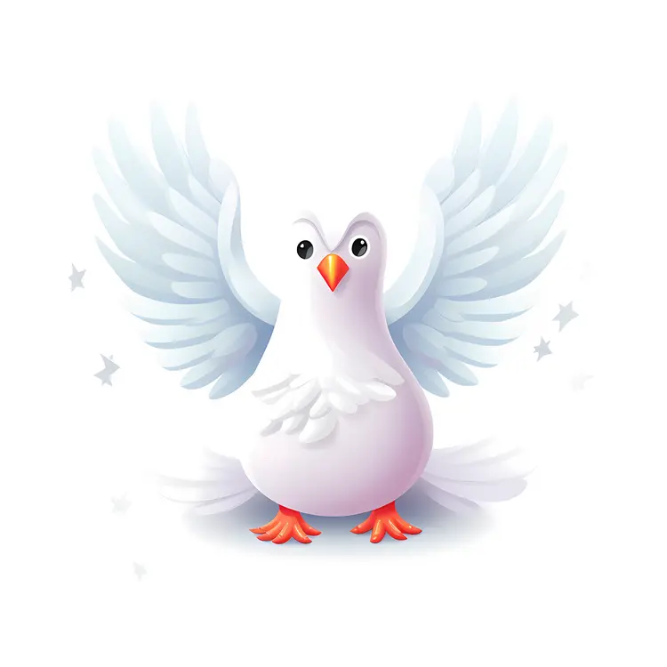 Cute White Dove with Wings Spread