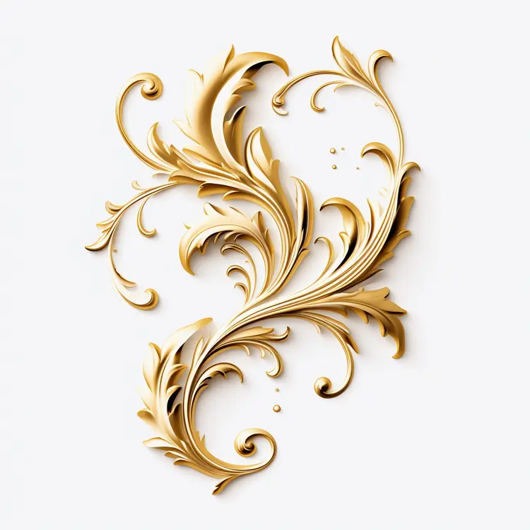 Curved Golden Floral Ornament