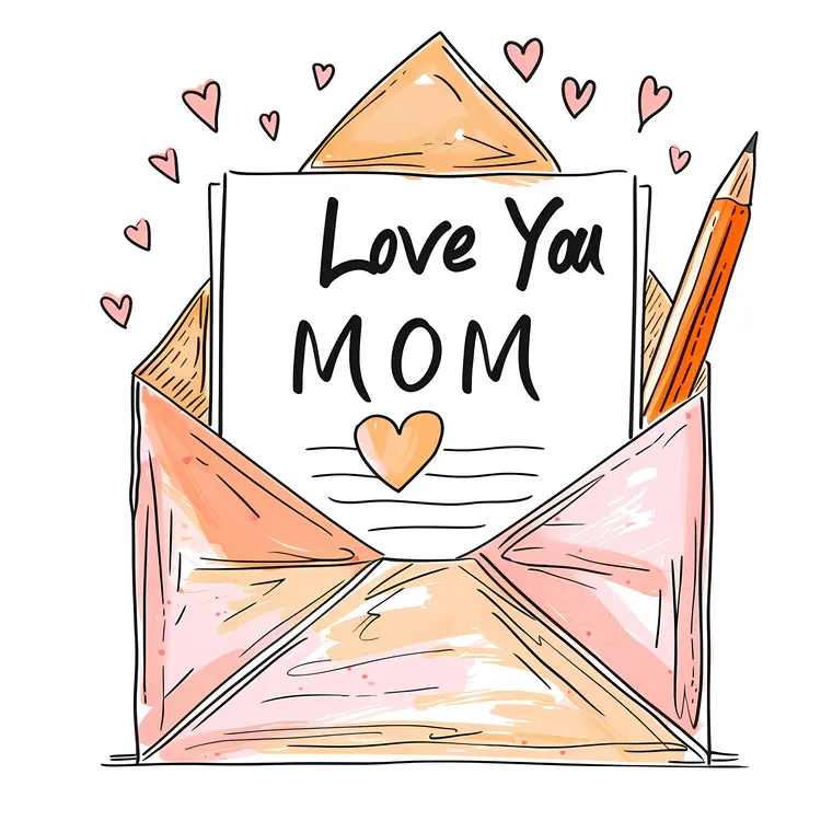 Love You Mom Card with Heart Design