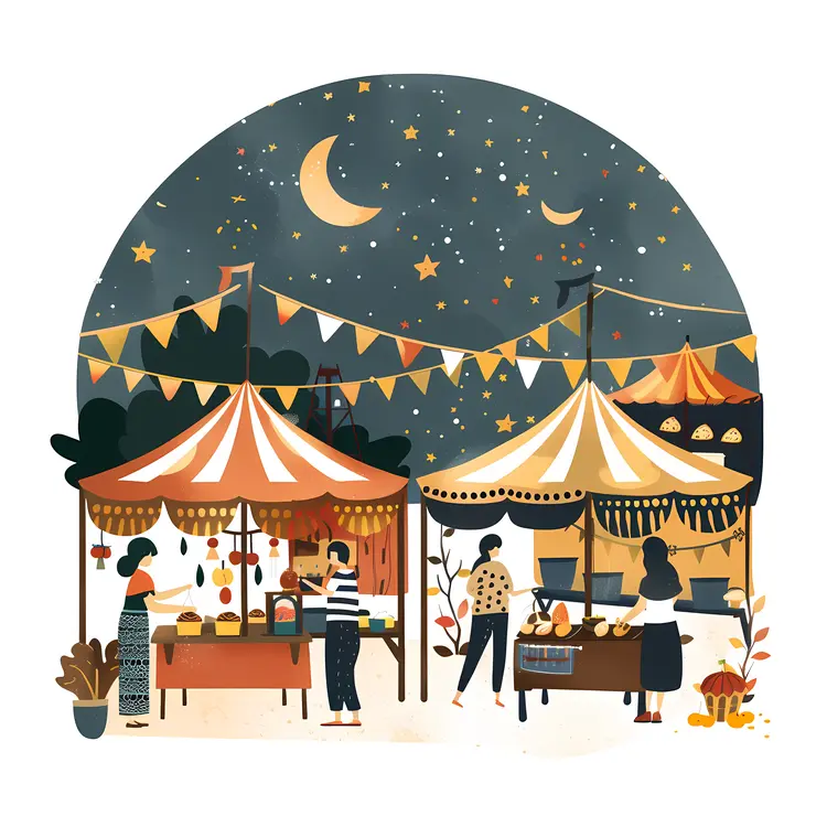 Night Market with Food Stalls