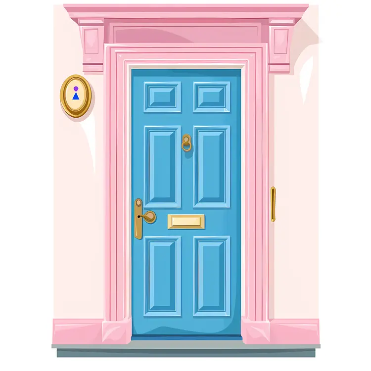 Blue Door with Pink Frame