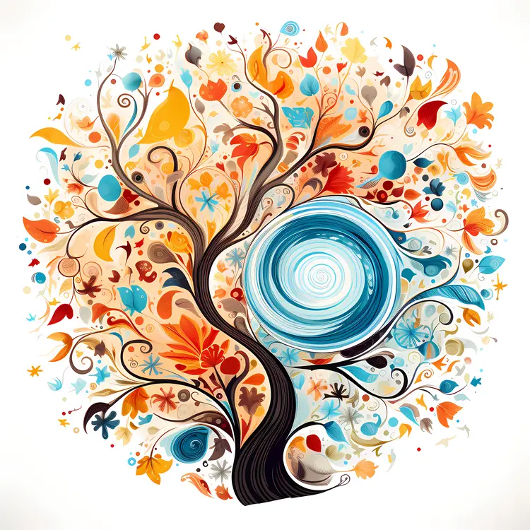 Abstract Tree with Colorful Elements