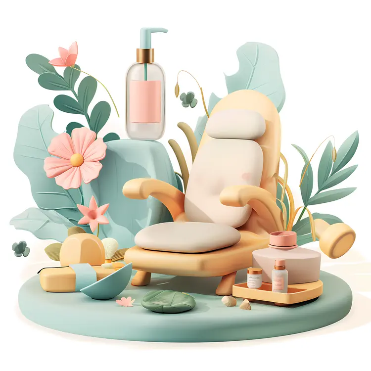 Comfortable Spa Chair with Beauty Products