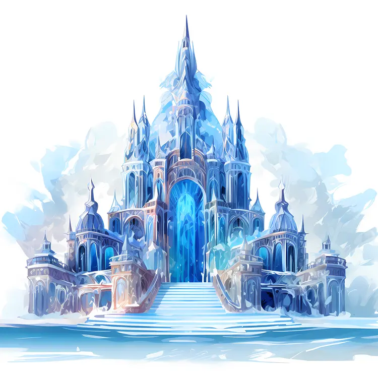Grand Ice Castle with Frozen Entrance