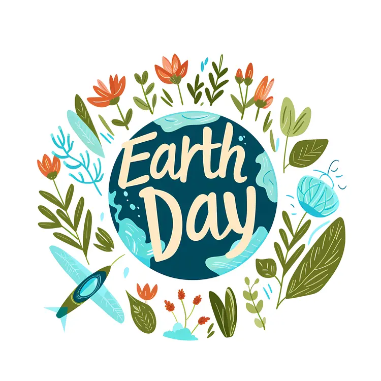 Earth Day with Flowers and Leaves